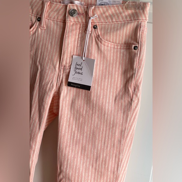 NWT LC Lauren Conrad Skinny Crop Mid Rise Lycra Stretch Jeans In Pink Striped - Picture 5 of 16